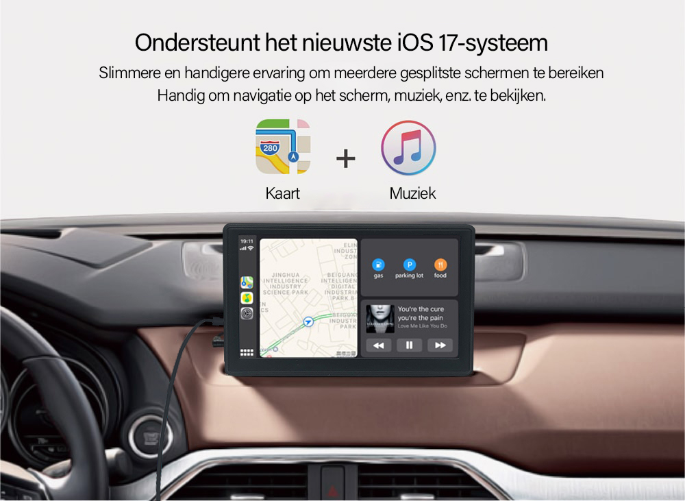 20240111-123748-荷兰 Draadloze Apple CarPlay Dashboardconsole met achteruitrijcamera - Afbeelding 2