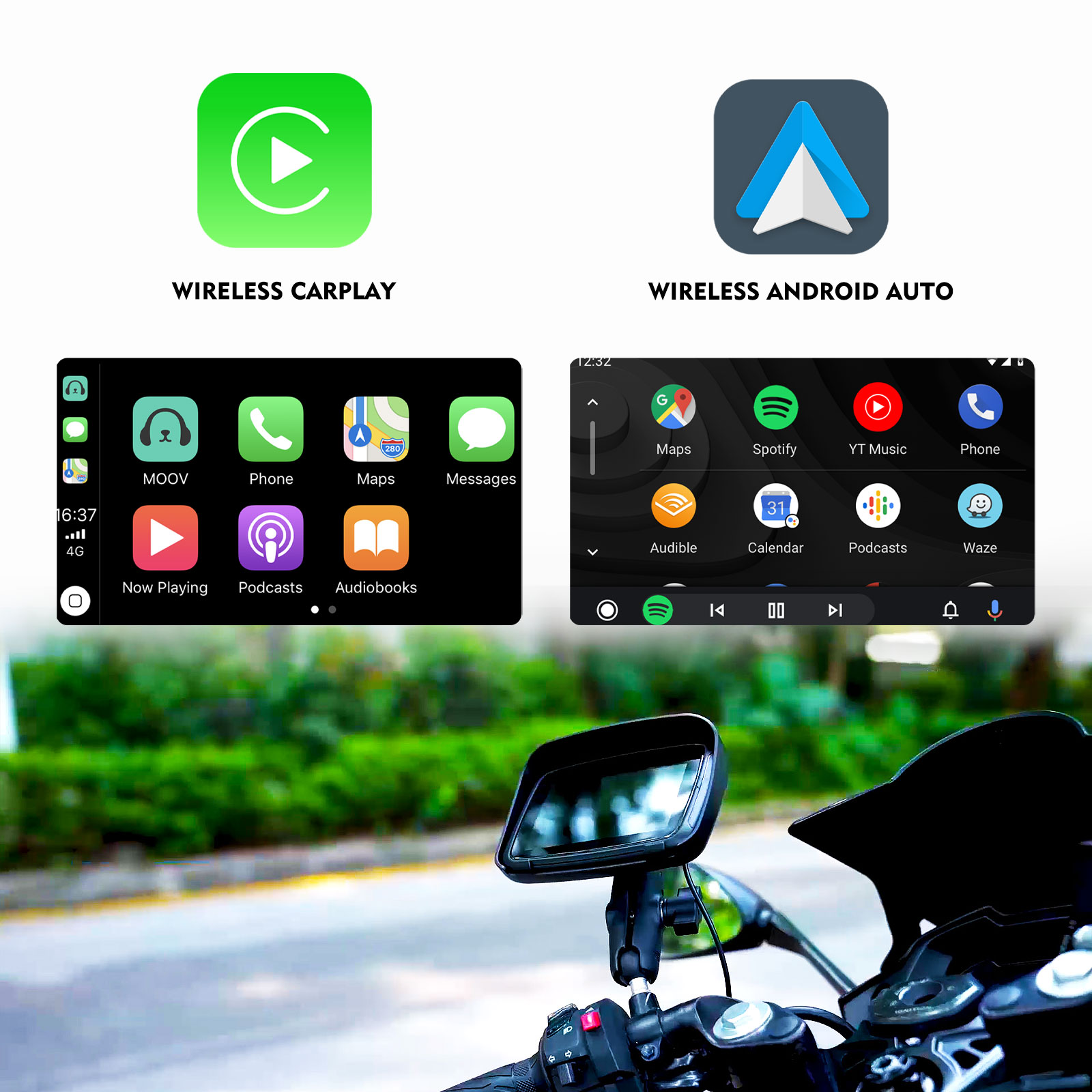 02-1.jpg Motorfiets GPS CarPlay Android Auto scherm voor motorfietsen - Afbeelding 2
