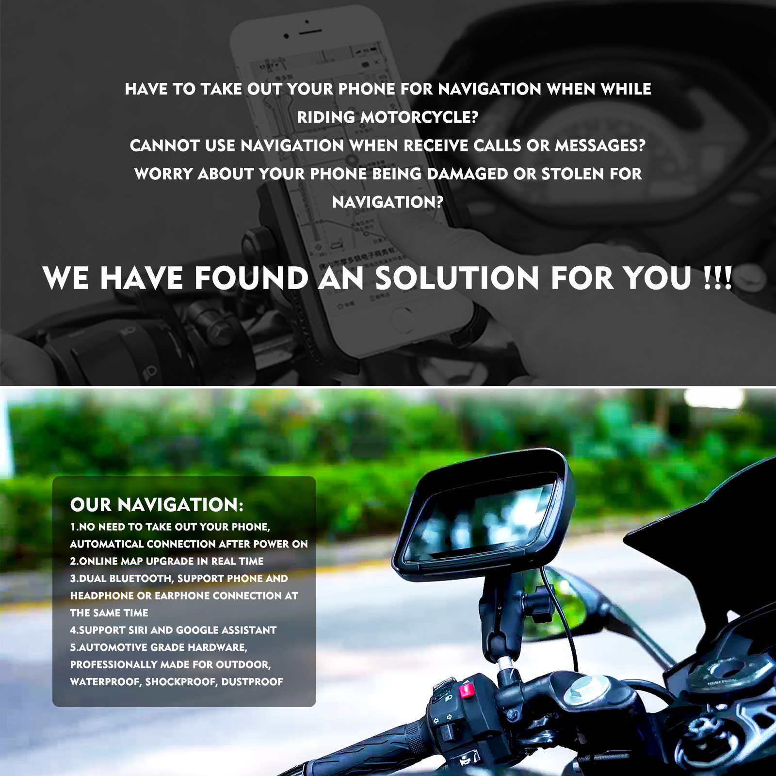 03-1.jpg Motorfiets GPS CarPlay Android Auto scherm voor motorfietsen - Afbeelding 3