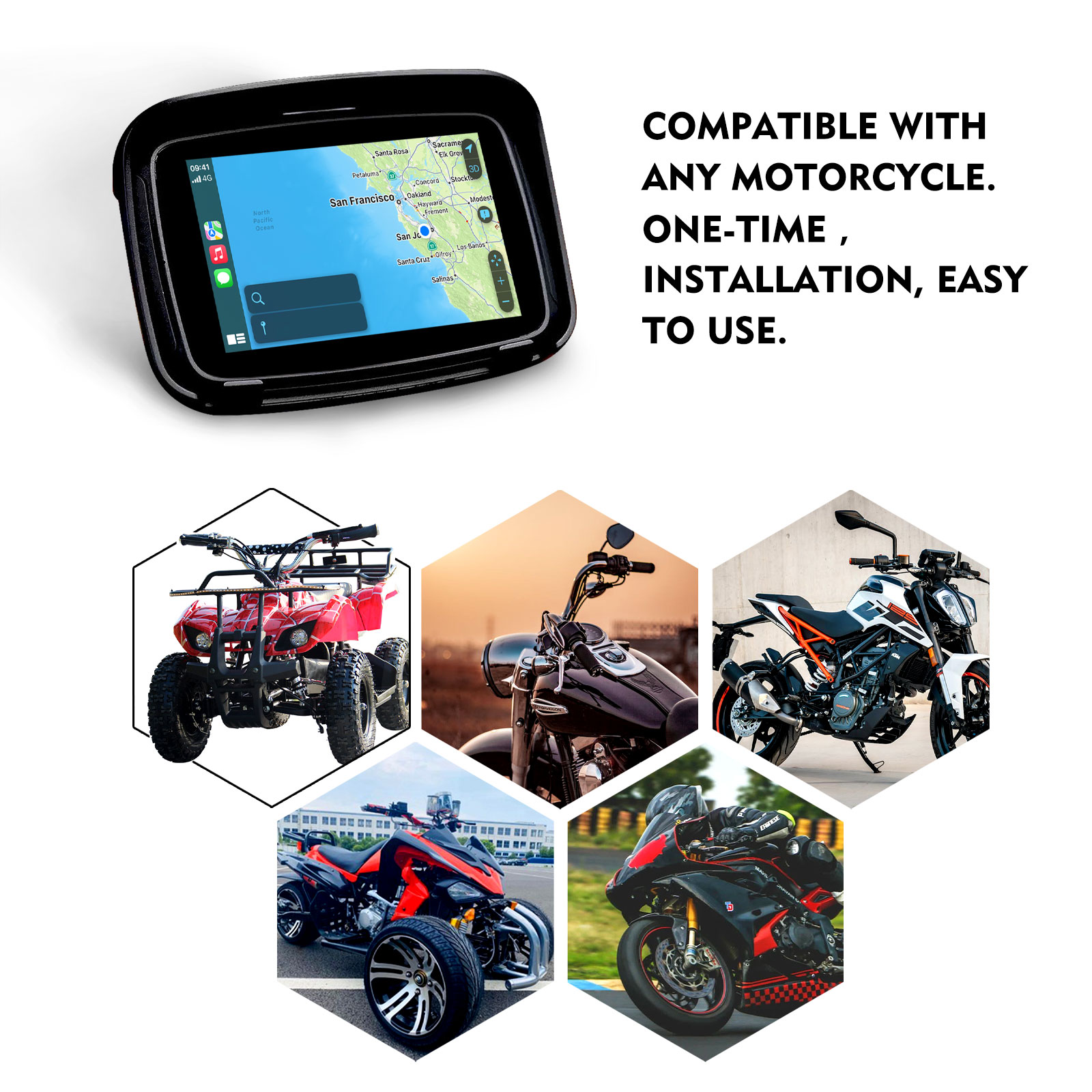 04-1.jpg Motorfiets GPS CarPlay Android Auto scherm voor motorfietsen - Afbeelding 4