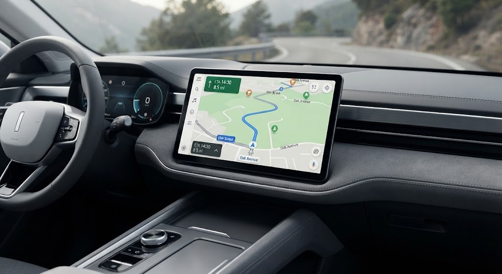 CarPlay-navigatie: kaart met route op het autoscherm