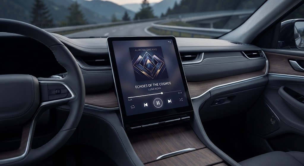 CarPlay-audio: muziekspeler met bedieningsknoppen op het autoscherm